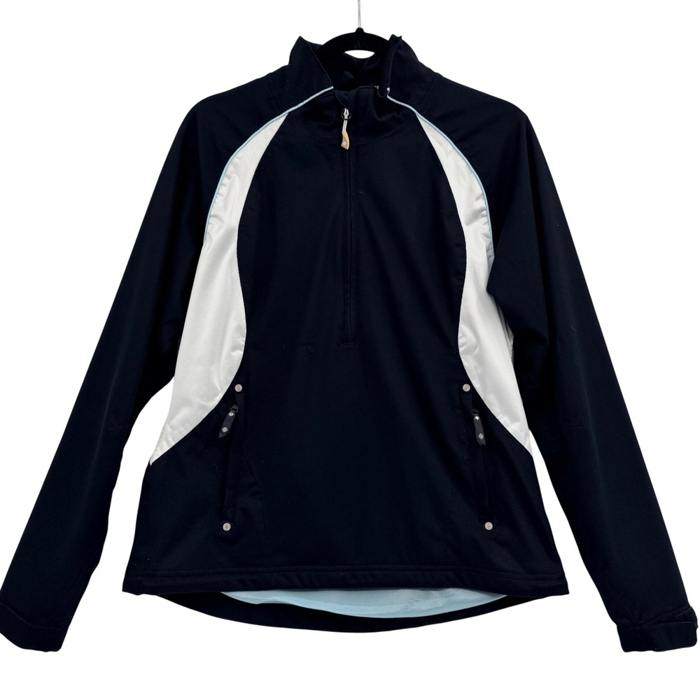 Sunice Typhoon 1/2 Zip Pullover‎ Windbreaker Medium Black White Golf Windproof